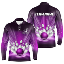 Load image into Gallery viewer, Purple light Bowling Polo, Quarter Zip Shirts For Men Custom Bowling Team League Uniform NQS8818