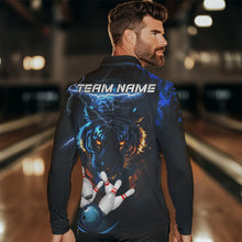 Load image into Gallery viewer, Personalized Blue Lightning Thunder Storm Tiger Bowling Shirts For Men Custom Bowling Team Jerseys NQS9466