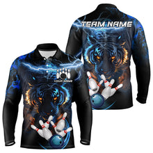 Load image into Gallery viewer, Personalized Blue Lightning Thunder Storm Tiger Bowling Shirts For Men Custom Bowling Team Jerseys NQS9466