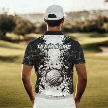 Load image into Gallery viewer, Black and White broken Golf ball Polo shirt for men Custom Team golf uniform mens golf tops NQS9787