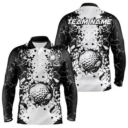 Black and White broken Golf ball Polo shirt for men Custom Team golf uniform mens golf tops NQS9787