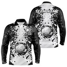 Load image into Gallery viewer, Black and White broken Golf ball Polo shirt for men Custom Team golf uniform mens golf tops NQS9787