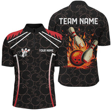 Load image into Gallery viewer, Black camo Bowling League Jerseys For Men Custom Retro Flame Bowling Shirts For Team Bowlers | Red NQS7557
