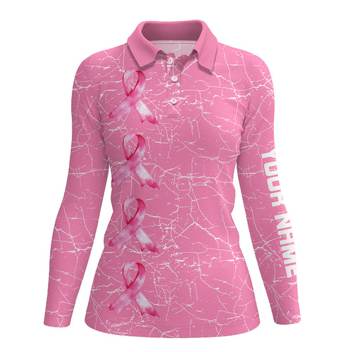 Breast Cancer Awareness golf shirts custom Women golf polo shirt, pink ribbon golf shirts NQS7711