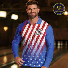 Load image into Gallery viewer, Red, White and Blue US Flag Bowling Shirts for Men Custom Patriotic Bowling Team Jerseys NQS11148