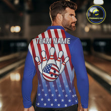 Load image into Gallery viewer, Red, White and Blue US Flag Bowling Shirts for Men Custom Patriotic Bowling Team Jerseys NQS11148
