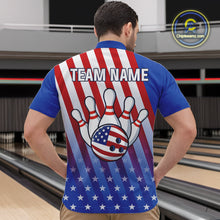Load image into Gallery viewer, Red, White and Blue US Flag Bowling Shirts for Men Custom Patriotic Bowling Team Jerseys NQS11148