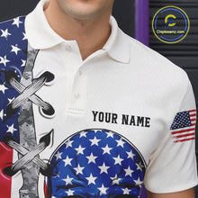Load image into Gallery viewer, American Flag Skull Bowling Polo, Quarter Zip Shirts for Men Custom Patriotic Bowling Team jerseys NQS11694
