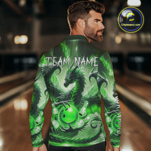 Load image into Gallery viewer, Personalized Green Lights Dragon Mens Bowling Polo, 1/4 Zip Shirt Custom Team Bowling League Jersey NQS10199