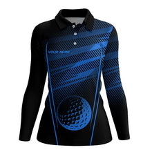 Load image into Gallery viewer, Black and Blue Pattern Golf ball custom Womens golf polo shirts, personalized golf gifts for ladies NQS8160
