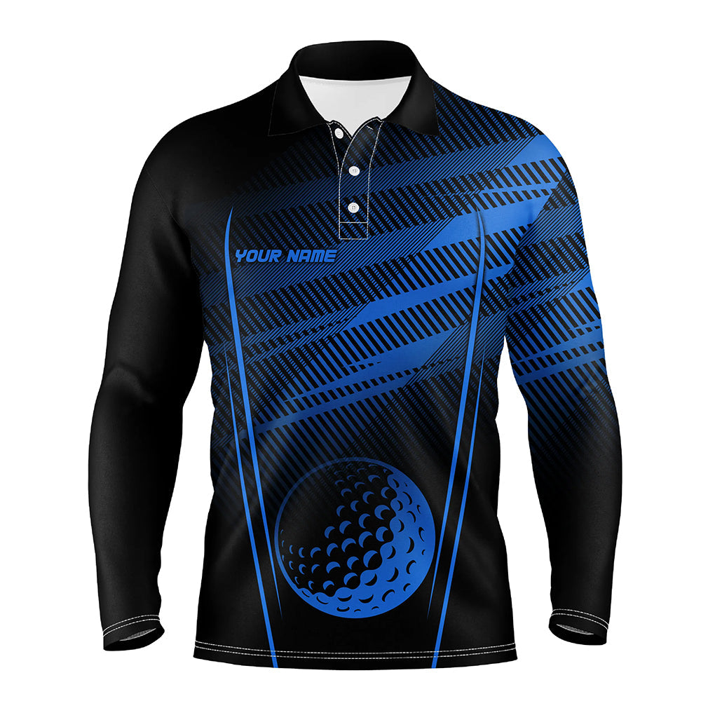 Black and Blue Pattern Golf ball custom Mens golf polo shirts, personalized golf gifts for men NQS8160