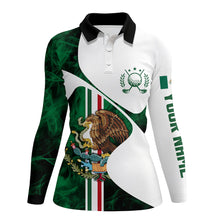 Load image into Gallery viewer, Mexican Flag Womens golf polo shirts custom Mexico women golf tops, unique ladies golf apparel NQS7383