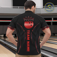Load image into Gallery viewer, Black and Red crown Bowling ball Polo, Quarter Zip Shirts for Men Custom Bowling Team jerseys NQS10047