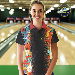 Colorful bowling jerseys Bowling Shirts for Women Custom Retro Bowling Team shirts for bowlers NQS10566