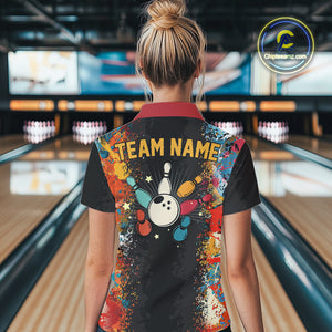 Colorful bowling jerseys Bowling Shirts for Women Custom Retro Bowling Team shirts for bowlers NQS10566