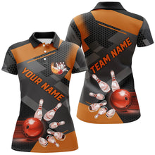 Load image into Gallery viewer, Bowling polo, Quarter zip Shirts for women Custom Bowling Team League Jersey, gift for bowler | Orange NQS7968