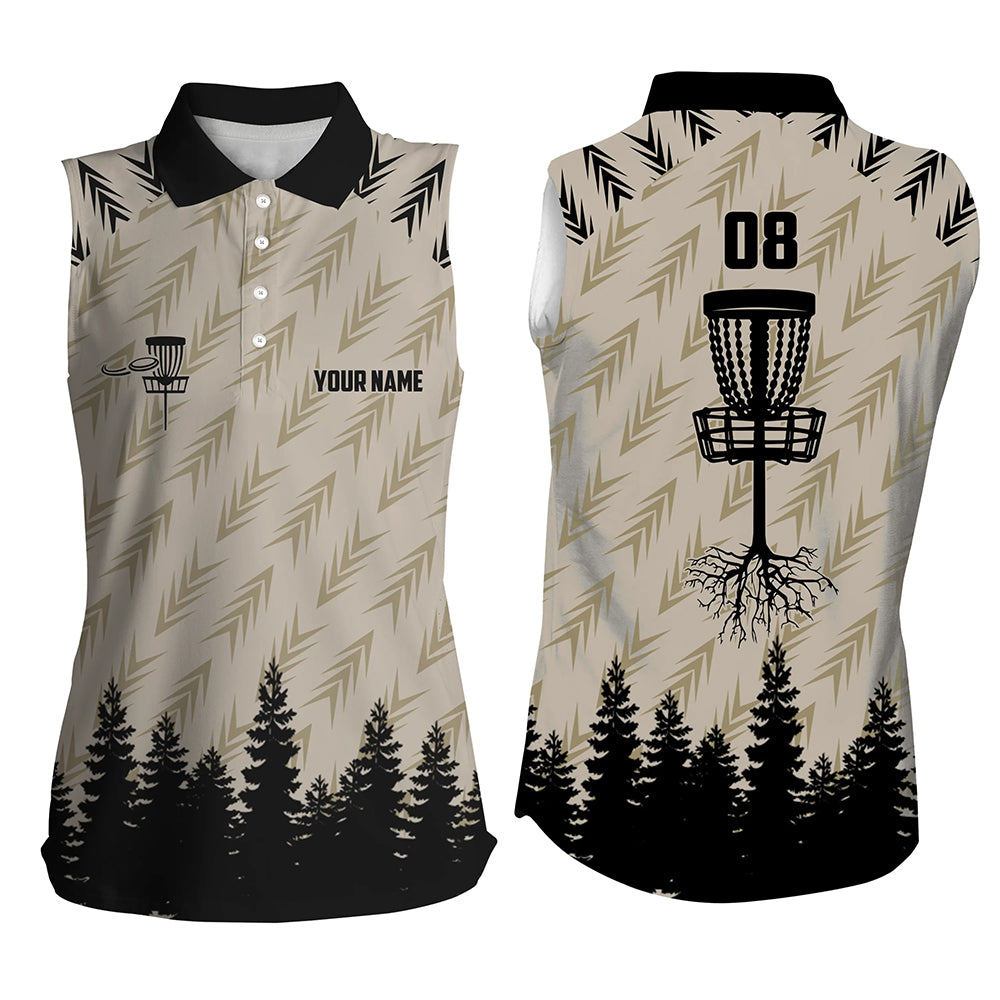 Womens disc golf sleeveless polo shirt custom disc golf basket camo Woods lady disc golf jerseys NQS6049