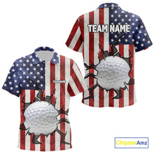 Load image into Gallery viewer, Vintage American Flag broken golf ball Kid Golf polo shirts Custom patriotic Golf attire For Kid NQS10051
