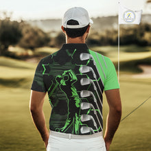 Load image into Gallery viewer, Green and Black golf clubs Mens golf polo shirts custom name golf outfit men, personalized golf gifts NQS10213