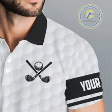 Load image into Gallery viewer, Blue &amp; white golf ball short sleeve, long sleeve golf polo shirts custom name golf gifts for men NQS10214