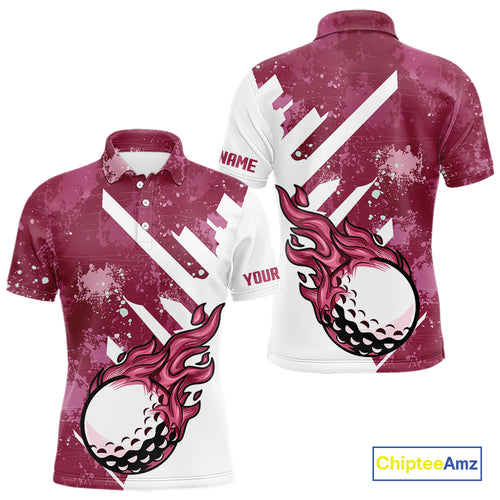 Pink and white golf ball flame Men golf polo shirts custom team golf shirts, mens golf clothing NQS10977