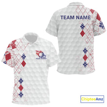 Load image into Gallery viewer, Red, White &amp; Blue argyle American Flag Kid golf polo shirts custom patriotic golf apparel for kid NQS9814