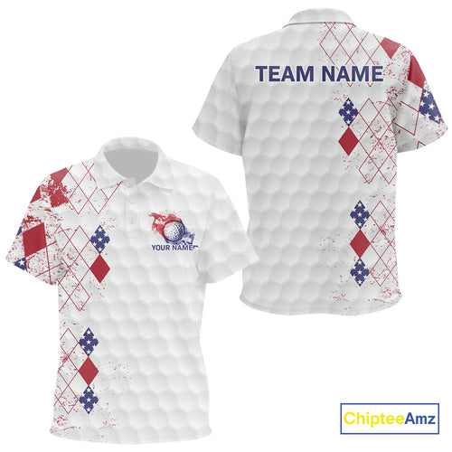 Red, White & Blue argyle American Flag Kid golf polo shirts custom patriotic golf apparel for kid NQS9814