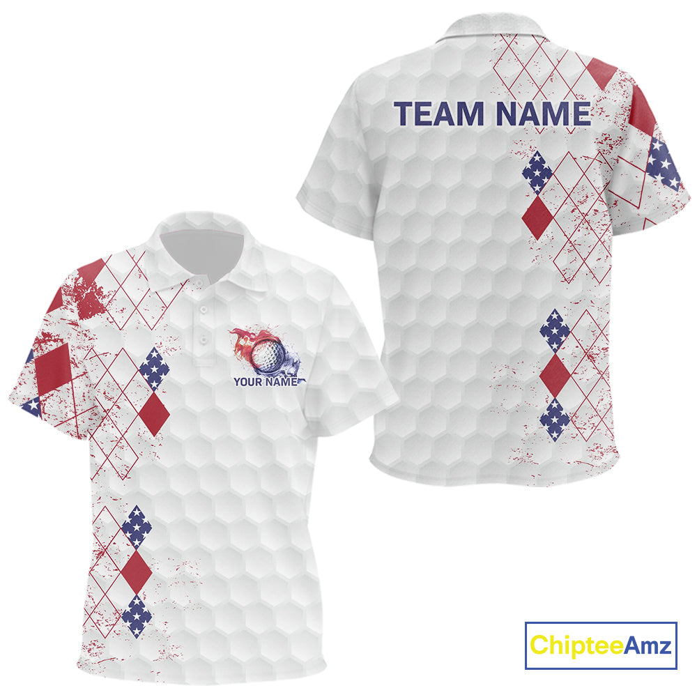 Red, White & Blue argyle American Flag Kid golf polo shirts custom patriotic golf apparel for kid NQS9814