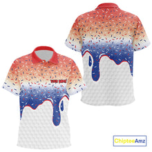 Load image into Gallery viewer, Red, white and blue dripping candy Kid golf polos shirt Custom funny Golf attire For Kid NQS10058