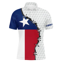 Load image into Gallery viewer, Mens golf polo shirts Texas flag white golf ball skin pattern custom patriot team golf shirts NQS7982