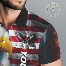 Load image into Gallery viewer, Smoke American Flag Eagle Fire and water Golf polo shirt for Men Custom patriotic Team Mens golf top NQS10354