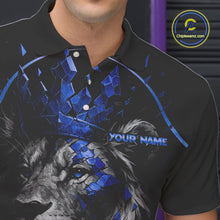 Load image into Gallery viewer, Custom Black and Blue Lion Bowling Polo, Quarter Zip shirts for Men, Lion Team Bowling Jerseys NQS10585