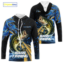 Load image into Gallery viewer, Blue Camo Largemouth Bass fishing Custom sun protection Bass fishing jerseys, custom fishing apparel NQS9931