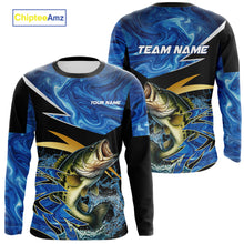 Load image into Gallery viewer, Largemouth Bass fishing Blue Camo Custom sun protection Bass fishing jerseys, Bass fishing apparel NQS9932