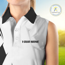 Load image into Gallery viewer, Women Sleeveless golf polo shirts custom white and black golf tops for ladies, best golf gifts NQS10061