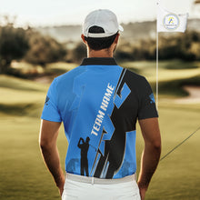 Load image into Gallery viewer, Mens golf polo shirts custom blue and black golf tops for men, best golf gifts NQS10062