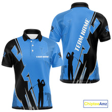 Load image into Gallery viewer, Mens golf polo shirts custom blue and black golf tops for men, best golf gifts NQS10062