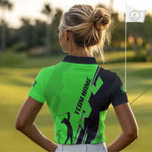 Load image into Gallery viewer, Women golf polo shirts custom green and black golf tops for ladies, best golf gifts NQS10063