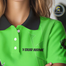 Load image into Gallery viewer, Women golf polo shirts custom green and black golf tops for ladies, best golf gifts NQS10063
