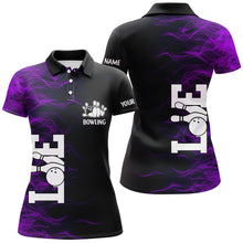 Load image into Gallery viewer, Purple Flame Bowling Custom Women Bowling Polo, Quarter zip Shirts Bowling Team Jerseys Tournament NQS8410