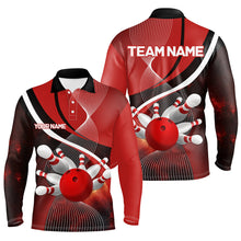 Load image into Gallery viewer, Red Galaxy Men Bowling Polo, Quarter zip Shirts Custom Bowling Team League Jerseys, Gift for bowlers NQS8415
