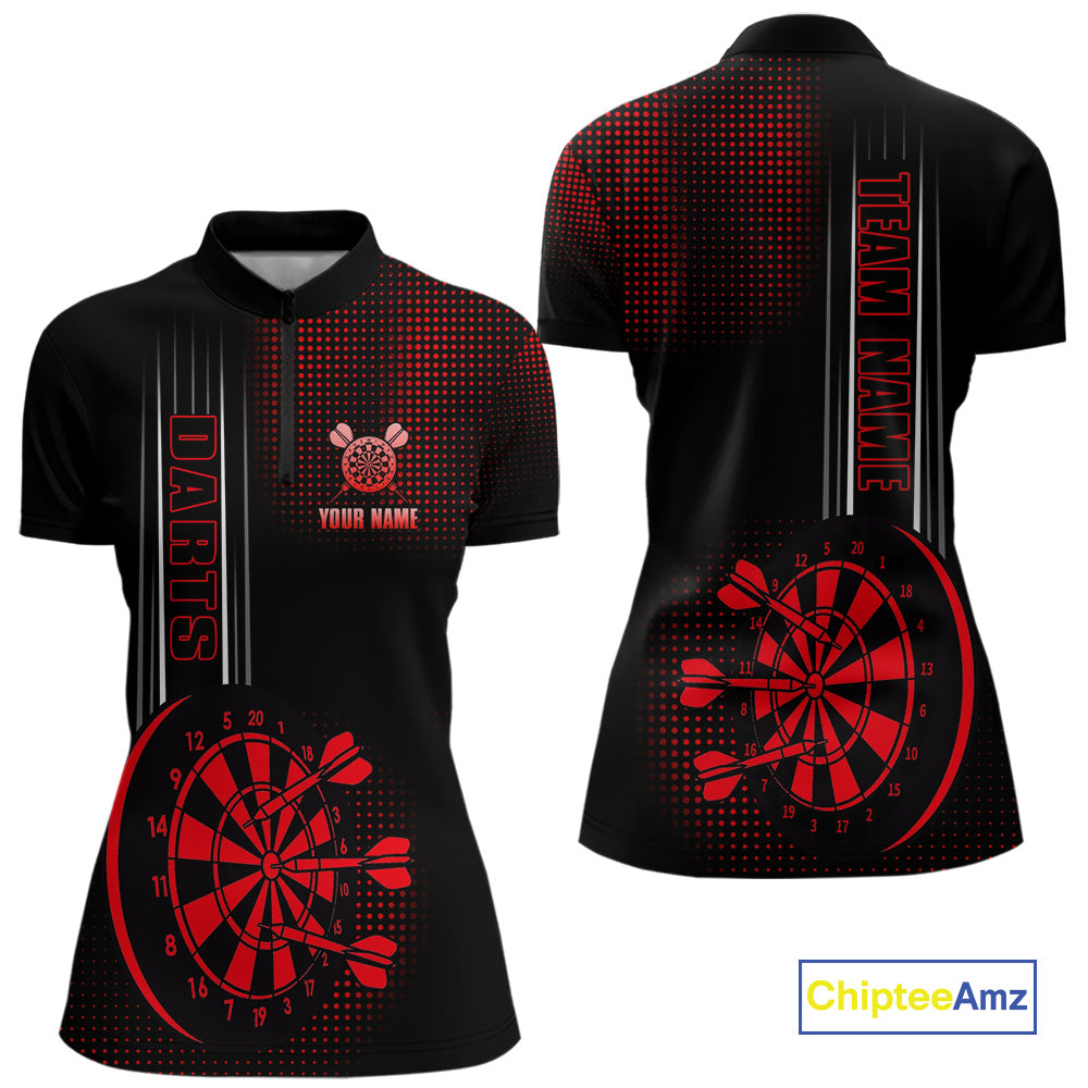 Personalized Black and Red Darts Shirt For Women Custom Dart Outfit Team Jerseys NQS10593