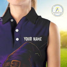 Load image into Gallery viewer, Funny Purple Skull Halloween Women Sleeveless polo shirts Custom Halloween team ladies golf wear NQS10804