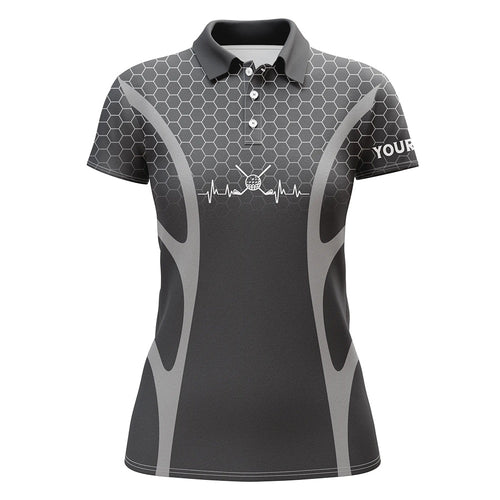 Black Camo Golf heartbeat Womens Golf Polo Shirts Custom Ladies Golf Tops, unique golf gifts NQS9116