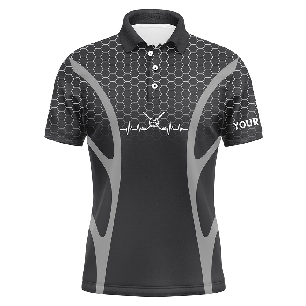 Black Camo Golf heartbeat Mens Golf Polo Shirts Custom Mens Golf Tops, unique golf gifts NQS9116