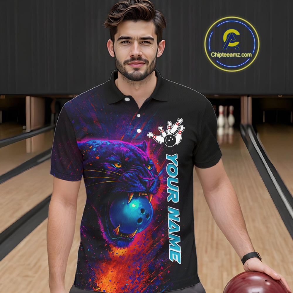 Colorful Panther Bowling Jerseys Bowling Shirt for Men Custom Bowling Team shirts for bowlers NQS11186