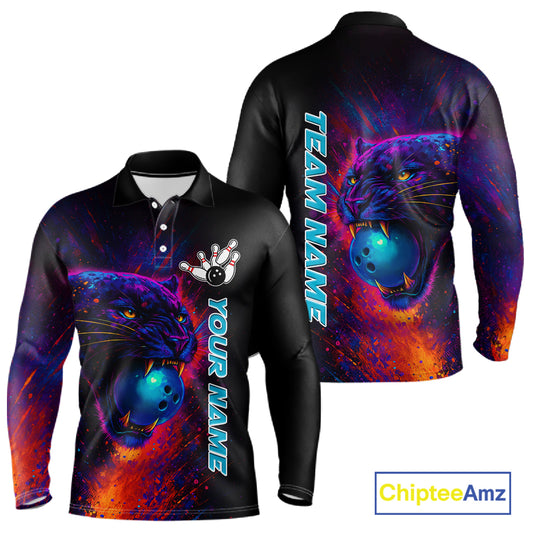 Colorful Panther Bowling Jerseys Bowling Shirt for Men Custom Bowling Team shirts for bowlers NQS11186