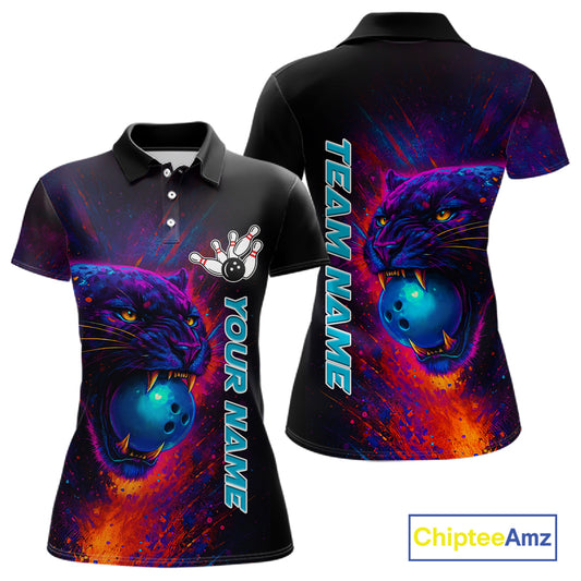 Colorful Panther Bowling Jerseys Bowling Shirt for Women Custom Bowling Team shirts for bowlers NQS11186