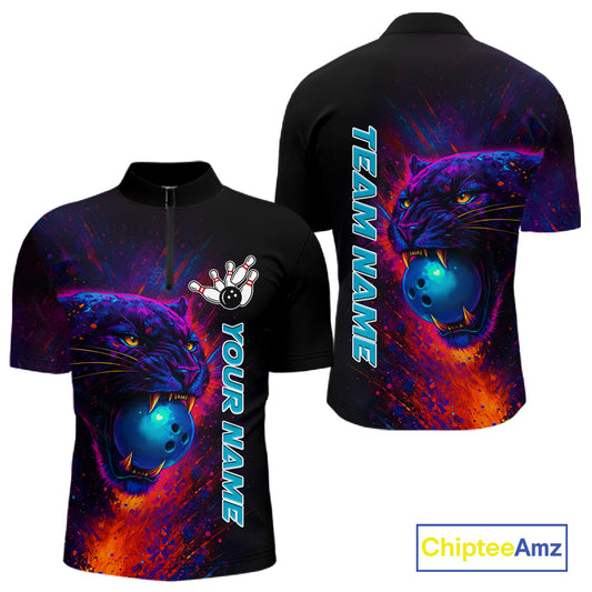 Colorful Panther Bowling Jerseys Bowling Shirt for Men Custom Bowling Team shirts for bowlers NQS11186