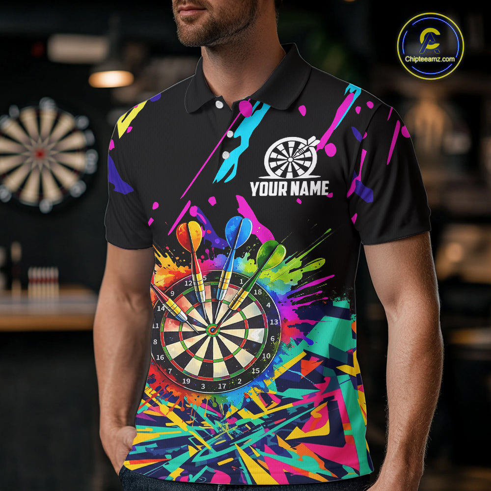 Personalized Colorful Darts Shirt For Men Custom Darts Team Jersey Polo & 1/4 Zip Shirts NQS11374